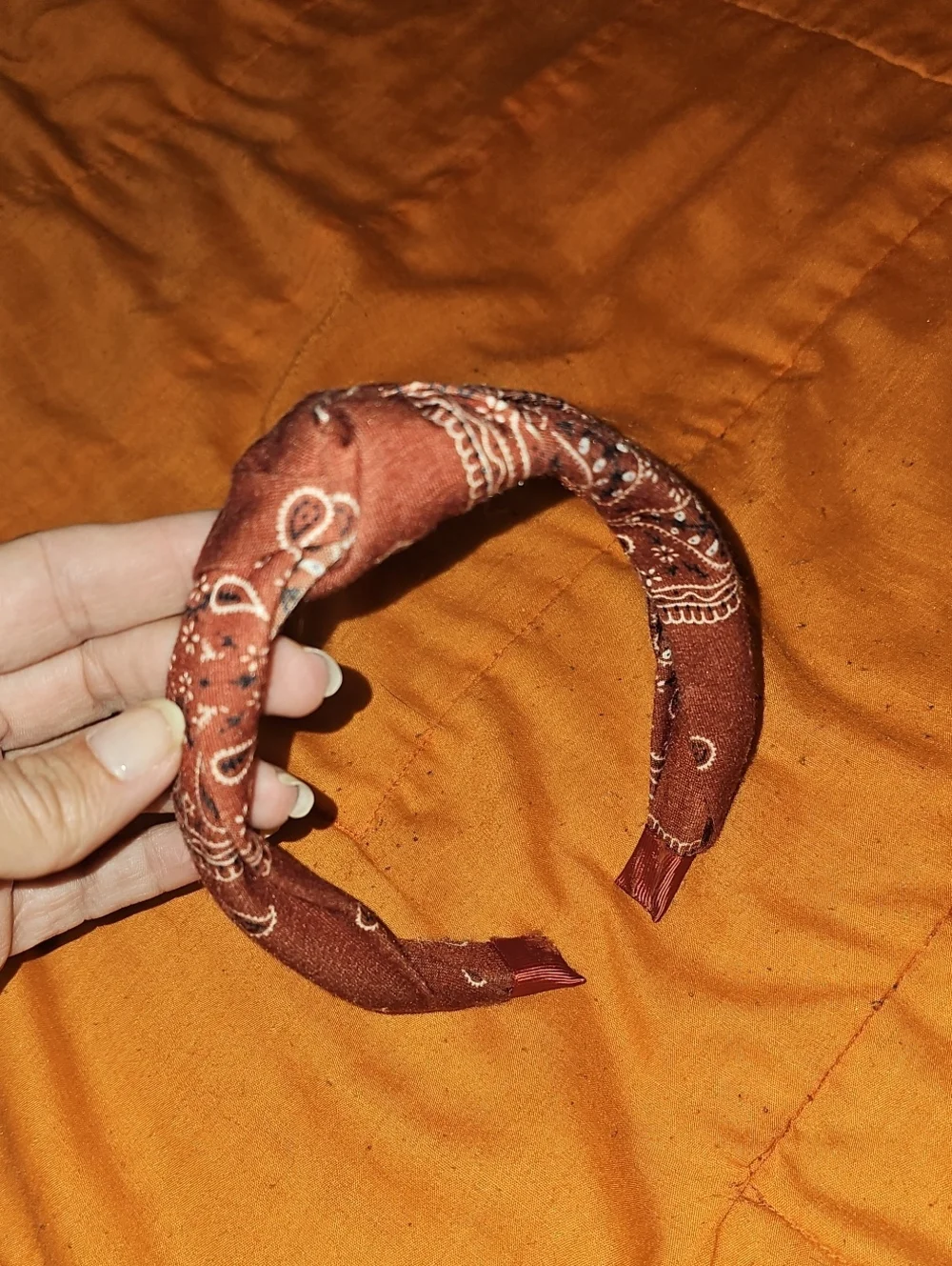 Bandana Headband- Rust, Black And White!!